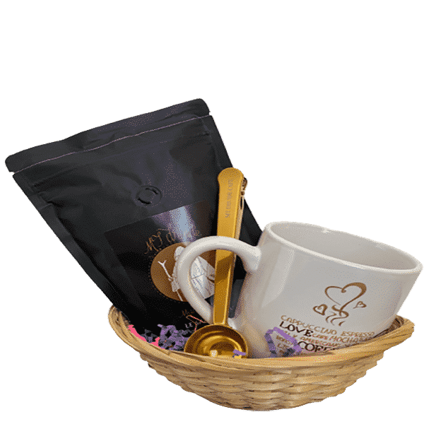 ensemble cadeau avec sac de café cuilière tasse à café